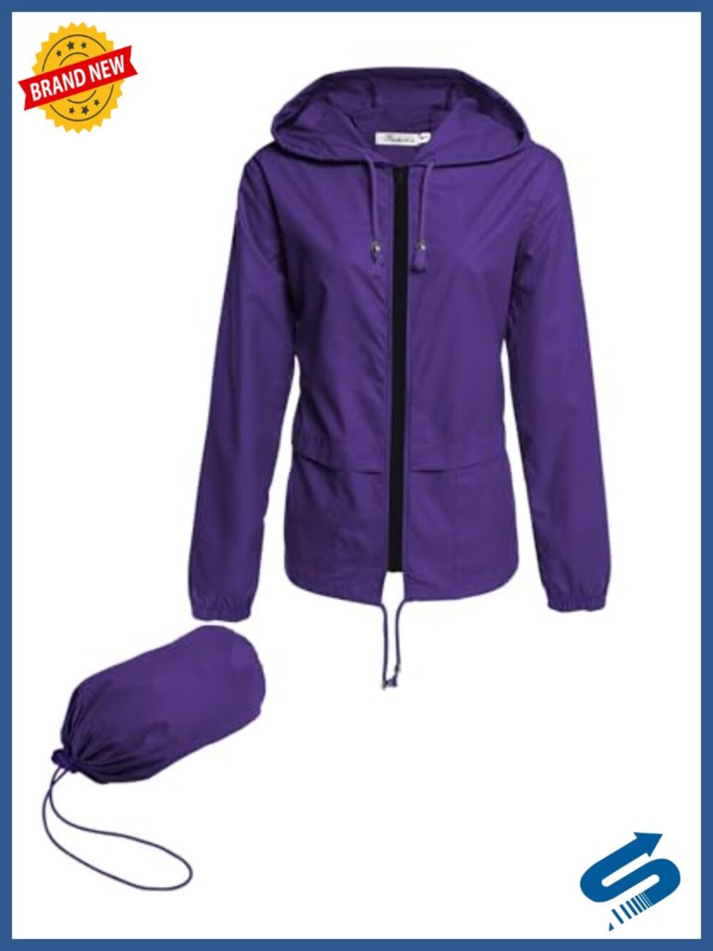 Women's Waterproof Packable Rain Jacket with Hood - Lightweight